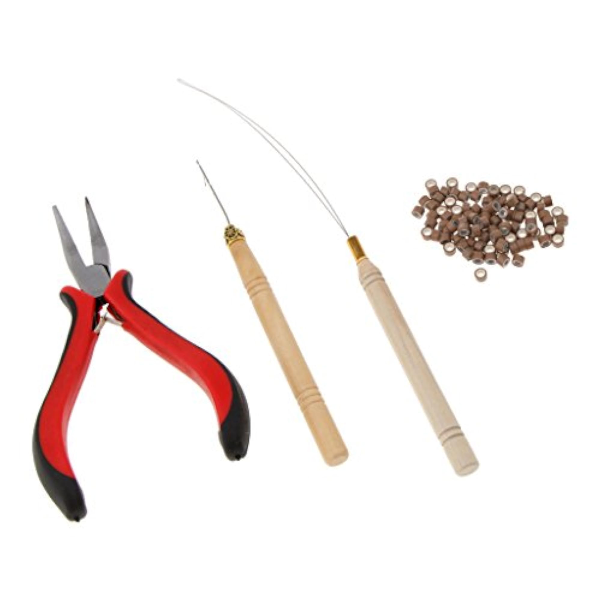 Hair Extensions Tool Kit with 100pcs Silicone Micro Rings